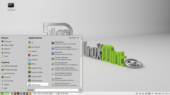Image of the Linux Mint Desktop
